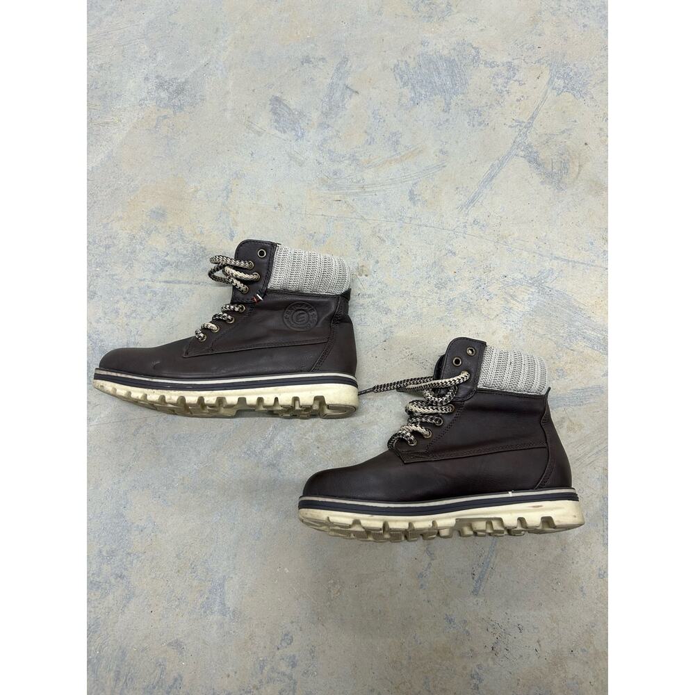 Women’s size 6 extreme by Eddie Marc fern knit collar lace up bootie brown